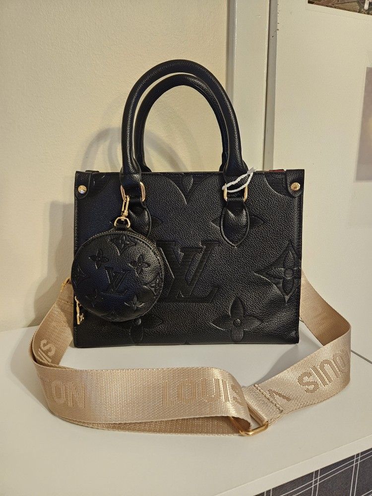 Black Embossed Leather Bag