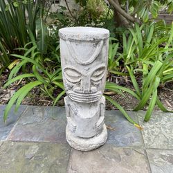 Vintage 19” Plaster Tiki Statue - Mid Century Polynesian Bar Or Patio Decor