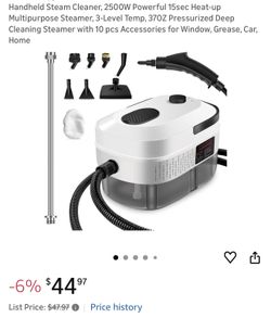 Handheld Steam Cleaner, 2500W Powerful 15sec Heat-up Multipurpose Steamer