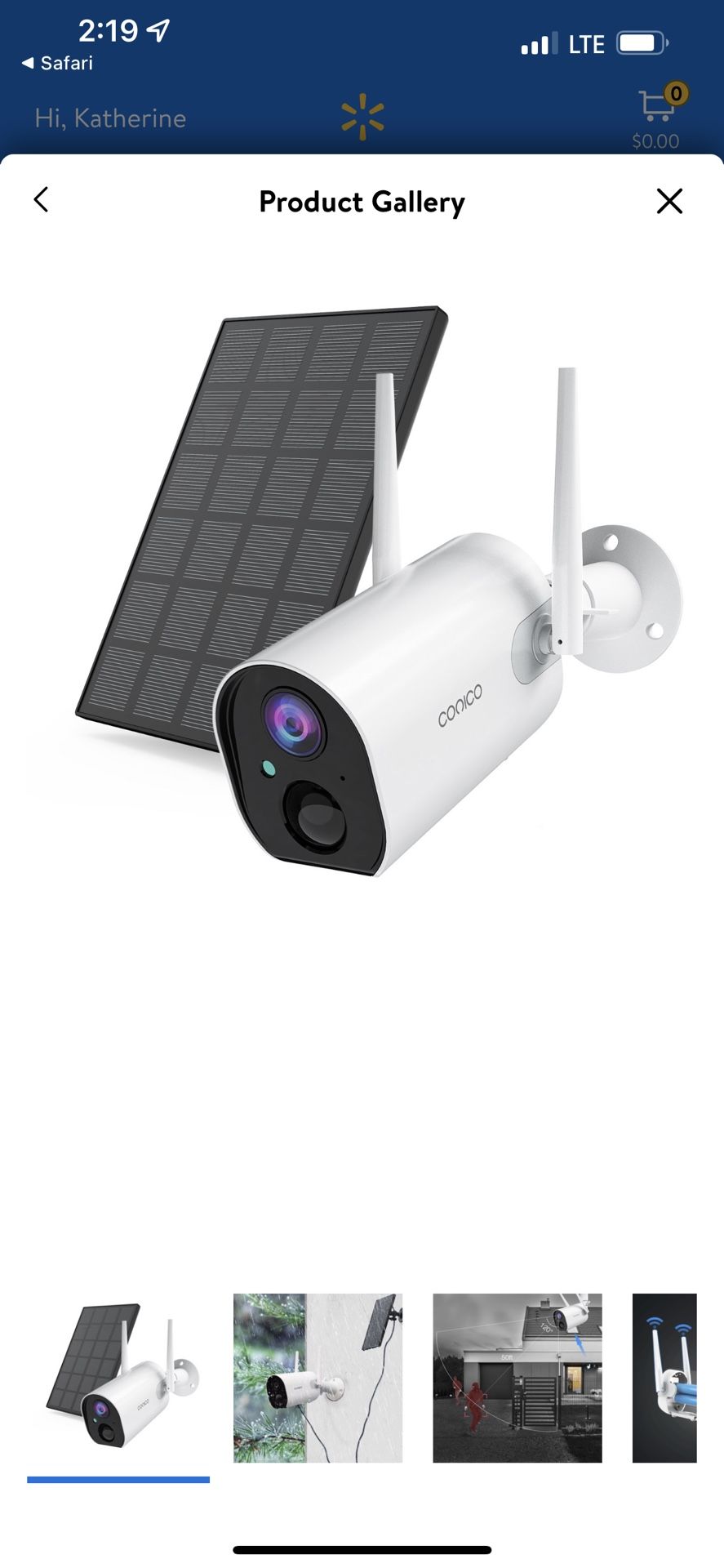 Conico Outdoor Camera with Solar Rechargeable Battery Powered PIR