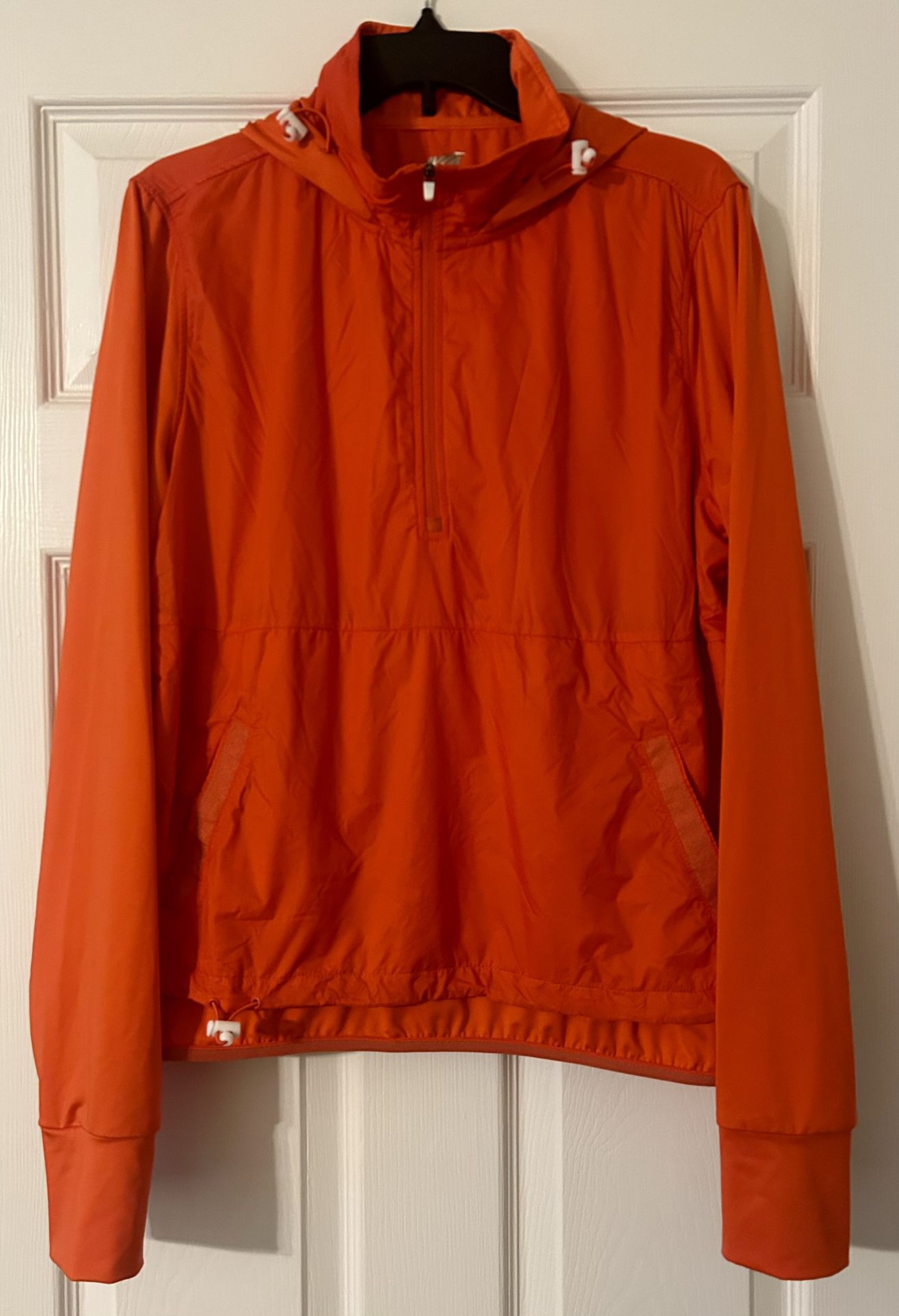 Avia 1/4 Zip Pullover Hoodie Jacket Orange Windbreaker Soft Silky Size Large