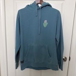 Ripndip Cat Leaf Distressed Long Sleeve Hoodie Skateboarding Large Blue