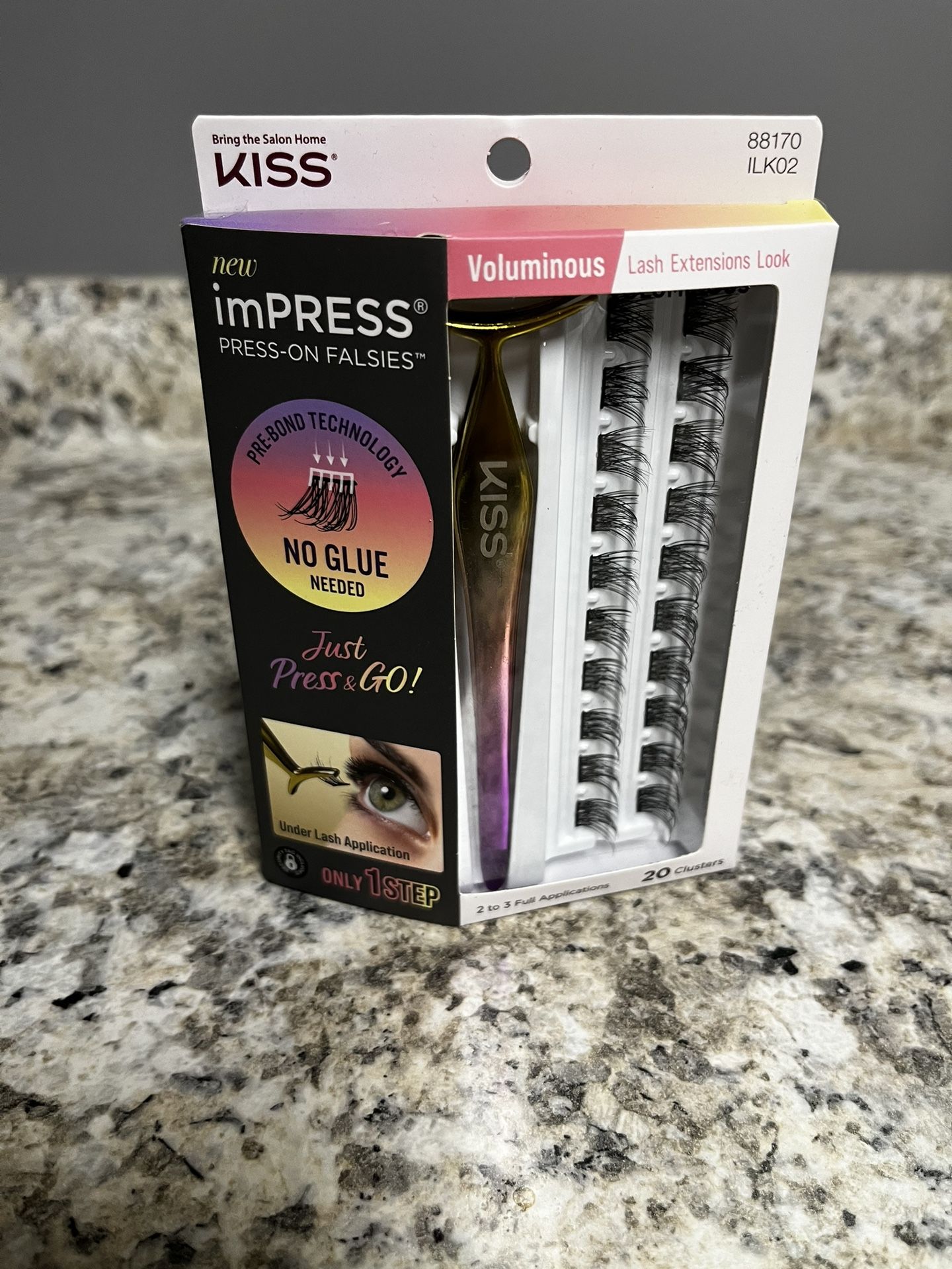 KISS IMPRESS PRESS ON FALSIES SPIKY LASH EXTENSIONS LOOK 20 Clusters NIB