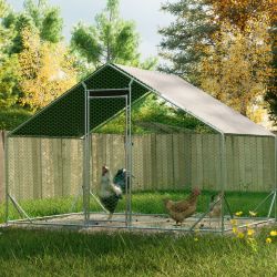 Large Metal Chicken Coop, Walk-in Chicken Run,Galvanized Wire Poultry Chicken Hen Pen Cage, Rabbits Duck Cages with Waterproof and Anti-Ultraviolet Co