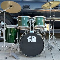 CB Emerald Drum Set With Cymbals And Hardware