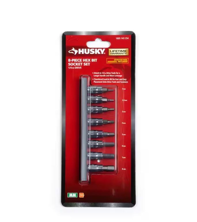 Husky 1/4 in. Drive Metric Hex Bit Socket Set (8-Piece)