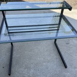 Desk With Glass Tops, 2 Layers 