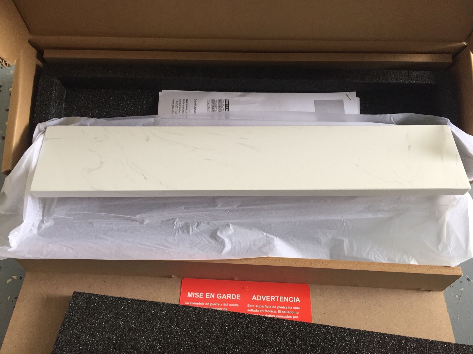 REDUCED: Scott Living Engineered Carrara Marble Side Splash
