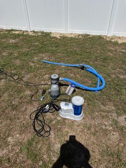 Above ground pool filter and pumps.