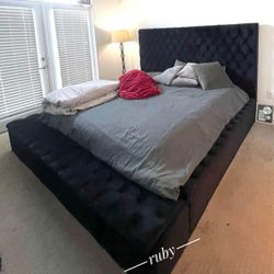 Brand New 💫 Black Color ( One Boxes) Lindenfield Queen Bed Frame |39$ Down Payment @ Fast Delivery 🚚