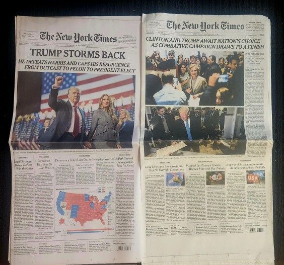X2 NY Times Election Newspapers 2016 & 2024
