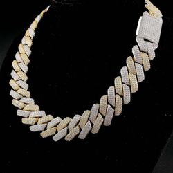 ✅REAL 925 Sterling Silver 43CT VVS MOISSANITE  14mm 24" Miami Cuban Link Chain 14K Gold Plated