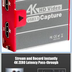 Mirabox USB3.0 4K HDMI Video Capture Card, 1080P 60FPS HD Game Capture Device Cam Link with HDMI Passthrough Work with DSLR Xbox PS4 Switch for OBS Tw