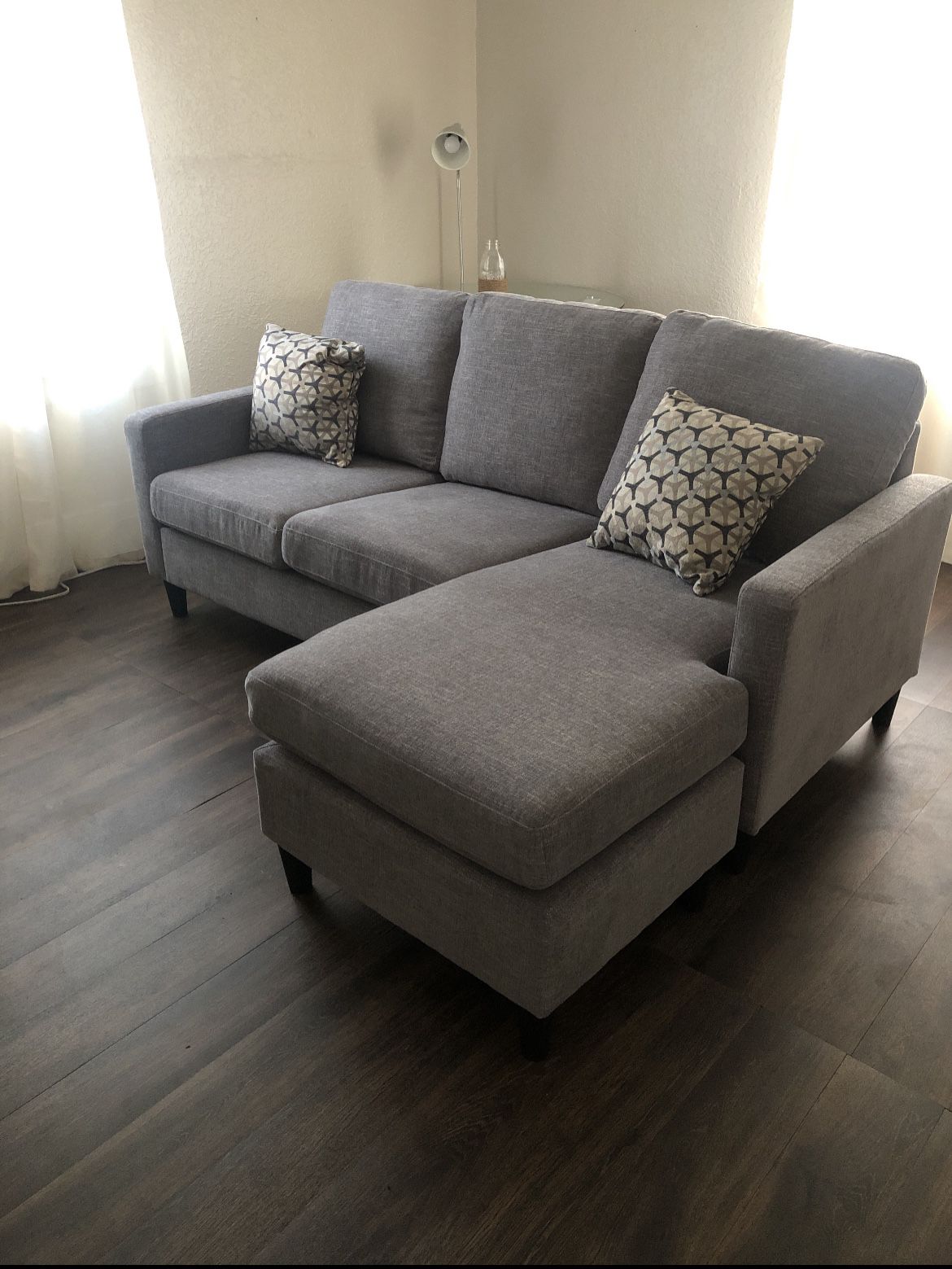 Dark Grey Sofa with Reversible Chaise