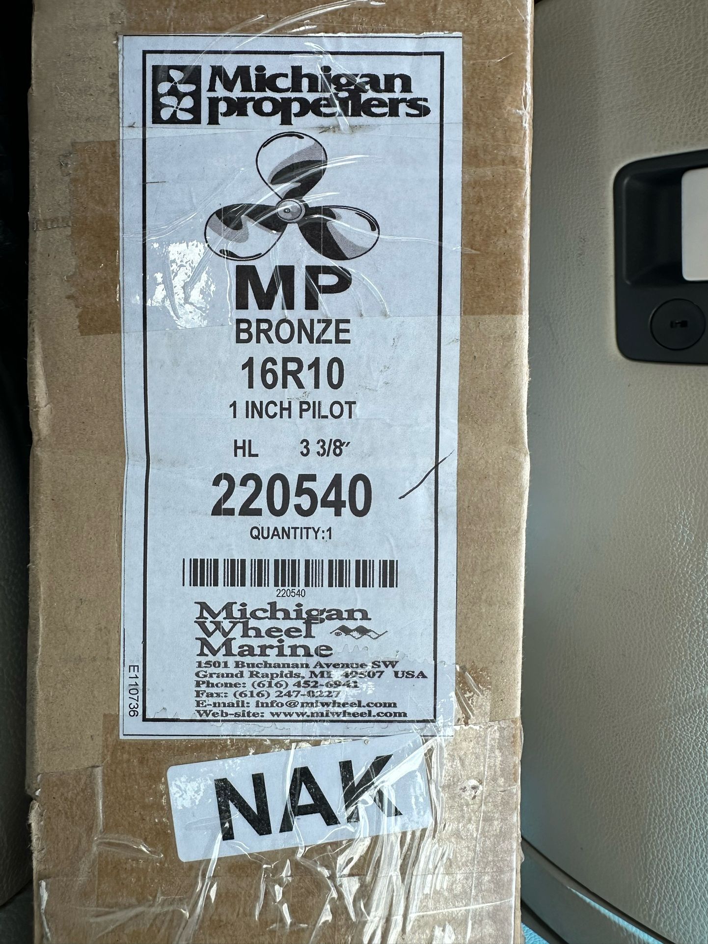 16 R 10 Bronze Michigan Propeller New In Box