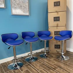 4 Brand New Blue Bar Stools 