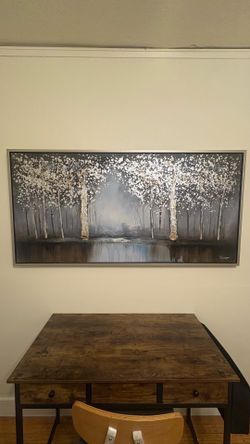 Z Gallerie Silver Leaf Forest Framed Printed Canvas