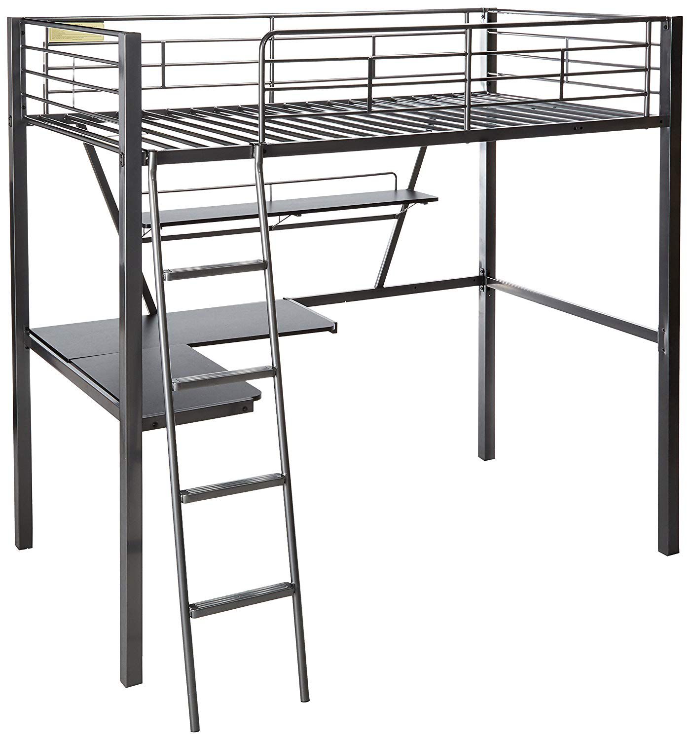 Acme Senon Loft Bed with Desk in Silver and Black TWIN