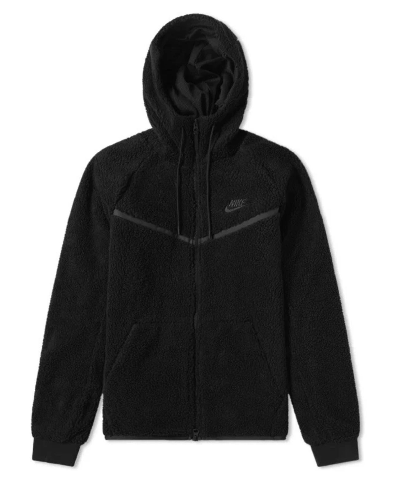 Nike Tech Sherpa Fleece Wind Runner Full Zip Hoodie Black AQ2767-010 Size XS