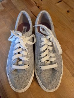 Keds Jump Kick Gray Knit Lace-Up Sneakers - Women's 8 - EUC
