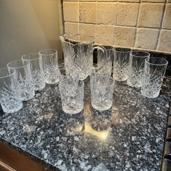 Dublin Shannon Crystal 46oz Pitcher 12 Glass Godinger Drinkware Set