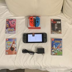 🔥 Nintendo Switch Bundle + Extra Joy-Cons + 5 Games — Great Conditio A