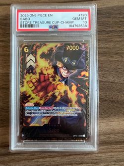 One Piece TCG Sabo OP13-120 PSA 10 Store Treasure Cup Champ