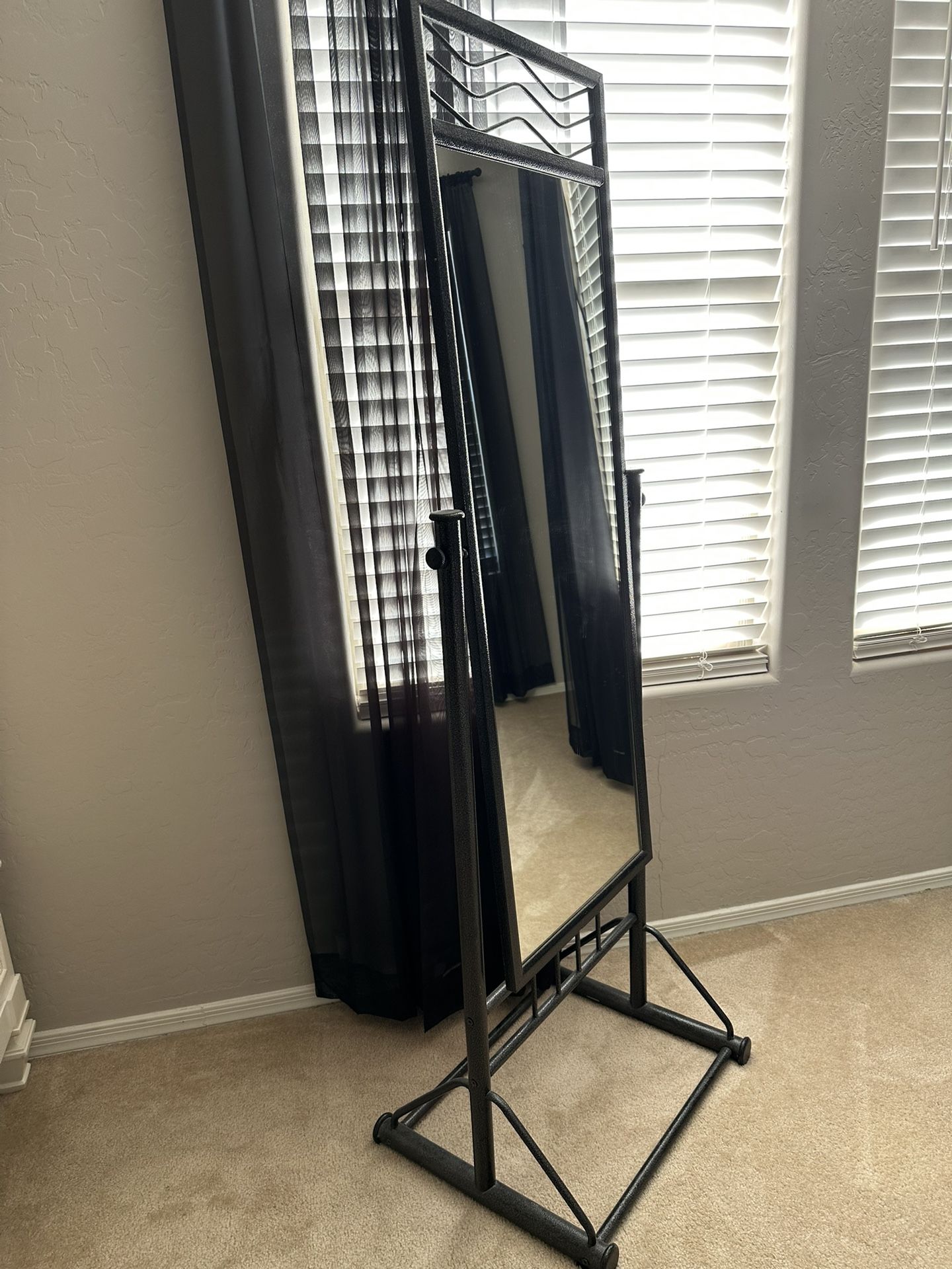 Black Powder Coated Sturdy Freestanding Full Length Mirror