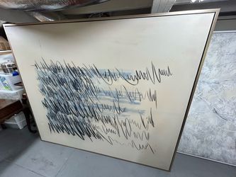 Large Abstract Canvas Art, 5x7 ft, Gold Frame