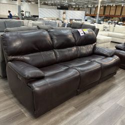 Costco Aleena Top Grain Leather Power Recliner Sofa 
