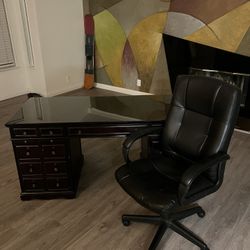 Wooden Desk With Chair 