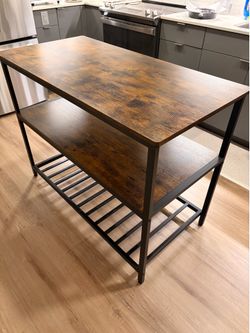 Industrial Kitchen Island / Bar Table – Wood & Metal (Wayfair)