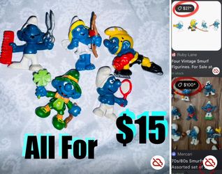 $15 bundle of 5 Vintage Smurf figurines. In great condition I have more available $15 each bundle