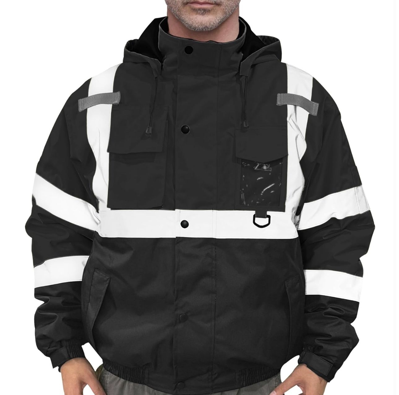 FATONE XXL Men's Reflective Jacket High Visibility Class 3, Construction Safety Jacket Waterproof with Pockets