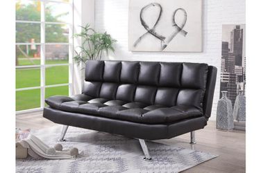 Brand new 78" black leather sofa futon