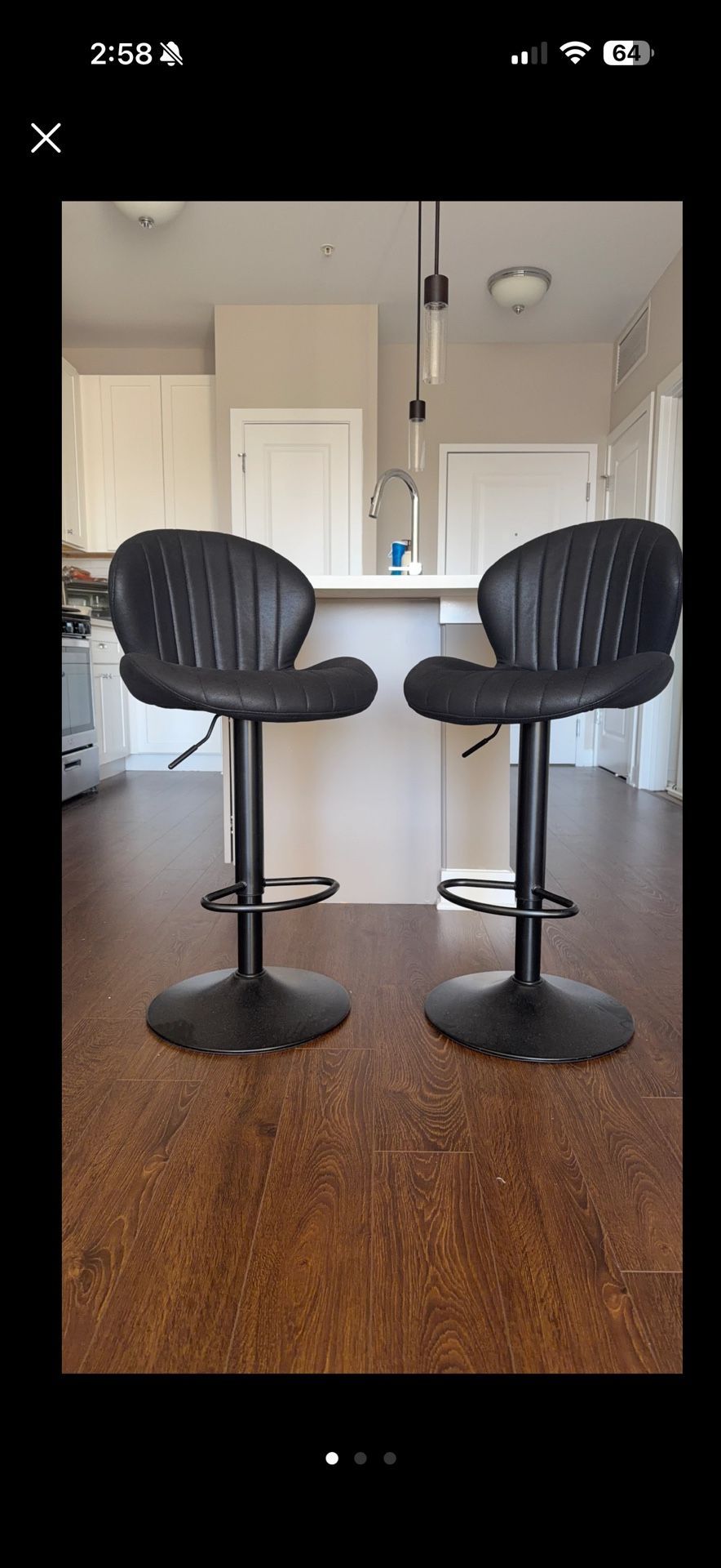 Set of 2 Black Bar Stools