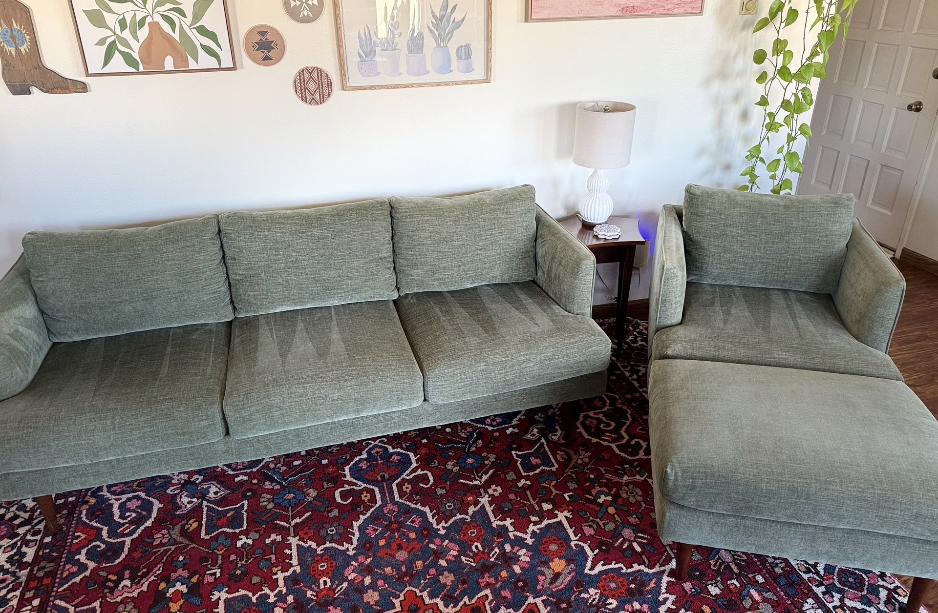 Sofa & Chair with Ottoman Set