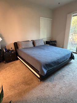 King Size Bed Frame + Mattress – Black & White