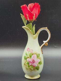 1950s-60s Orleans Pitcher Vase Hand-Painted in Japan