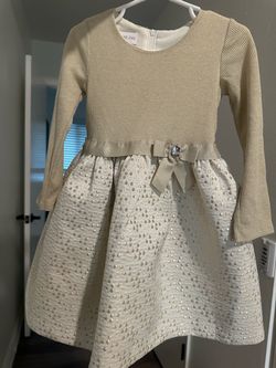 Bonnie Jean Girls Gold Holiday Dress 3T, EXCELLENT condition