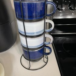 Coffee Cup Set W/Stand