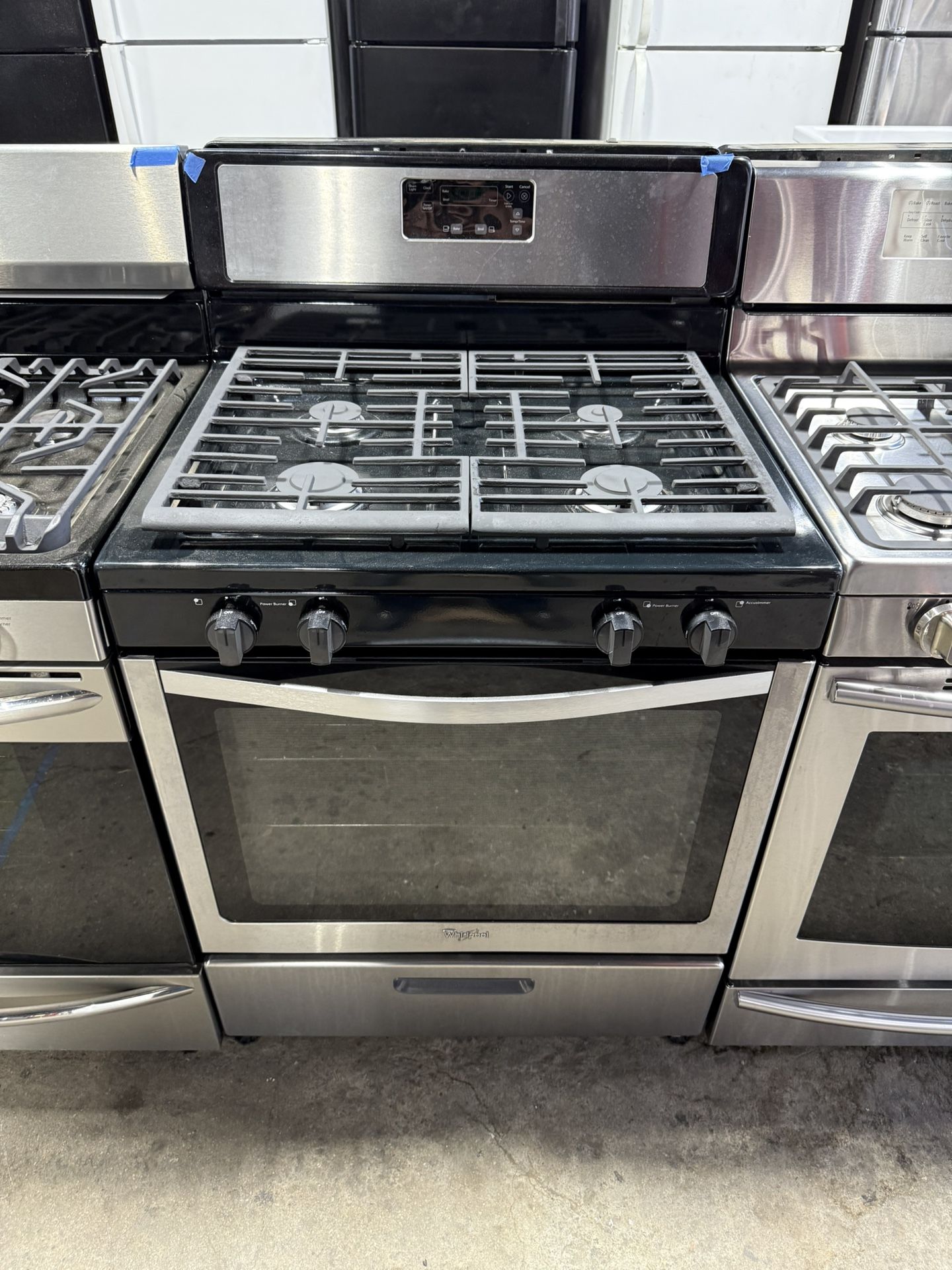 whirlpool stainless steel 4 burner range stove