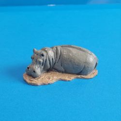 Vintage Novelino Mini Hippo Figure Painted Metal William Holden Wildlife
