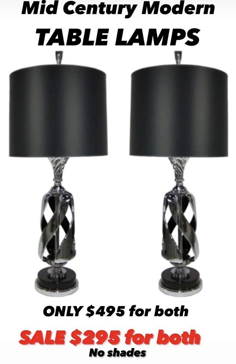 Pair of mid century modern table lamps shades are not included