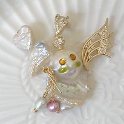 Handmade Flameball Pearl With Heart Pearl Pendant