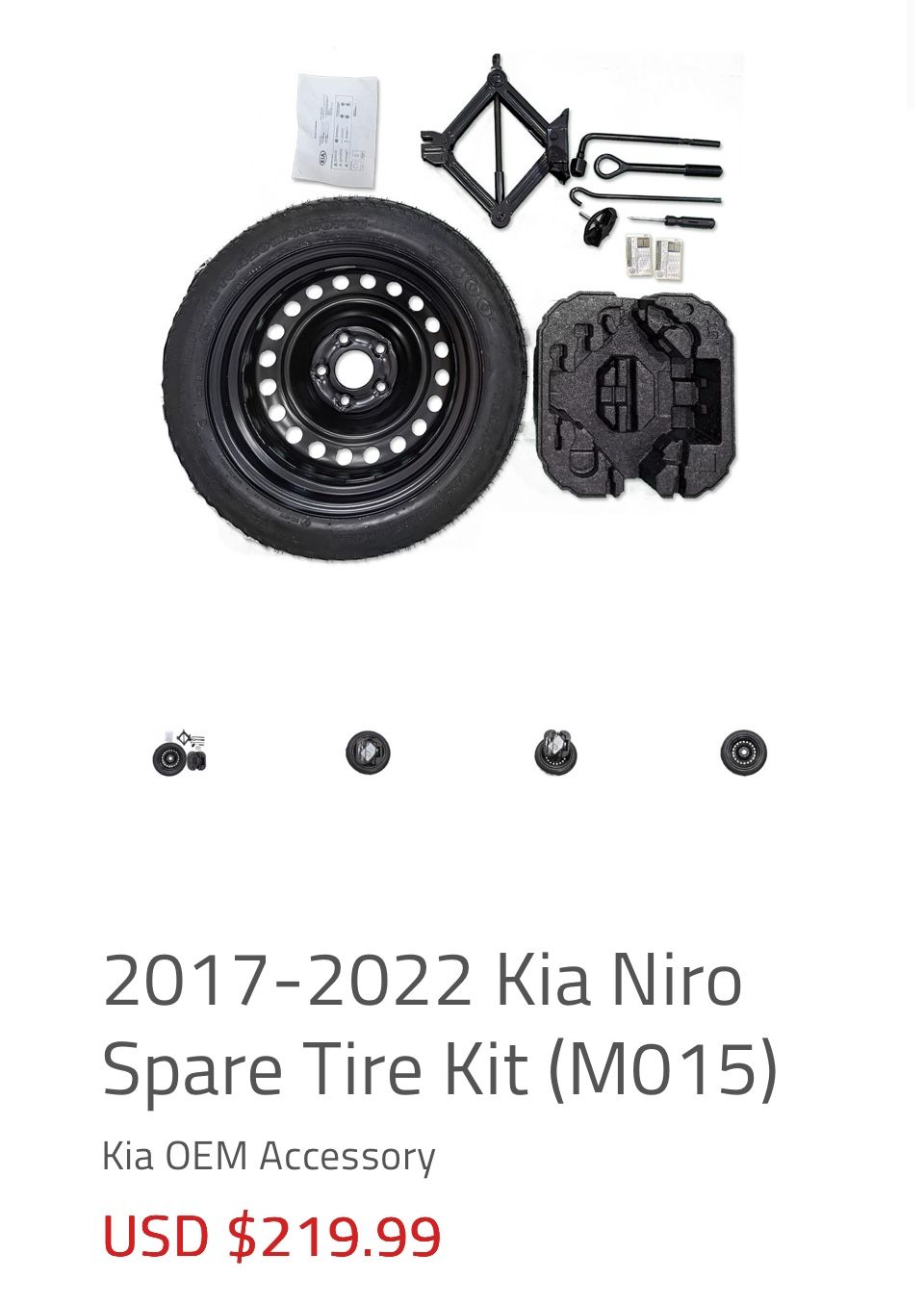 Kia Niro Spare Tire Kit With Tire 2017-2022 Models
