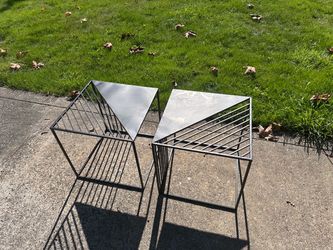 Metal Side Tables with Grid Base – Set of 2