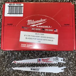 Milwaukee - ( 48-01-7035 ) 6" 5 TPI Wood Cutting Sawzall® Blades Bulk 100ct 