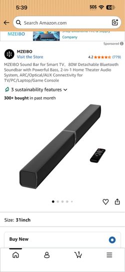MZEIBO 80W Bluetooth Soundbar with Remote