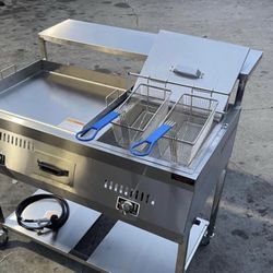 Griddle And 2 Baskets Deep Fryer/ Nuevo Plancha I 2 Canastas Con Quemador Para Freir Con Mangera